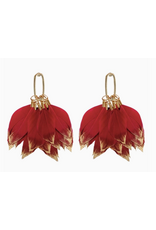 Accessories Shop at Junebug Feather Tassel Earrings in Garnet Red & Gold
