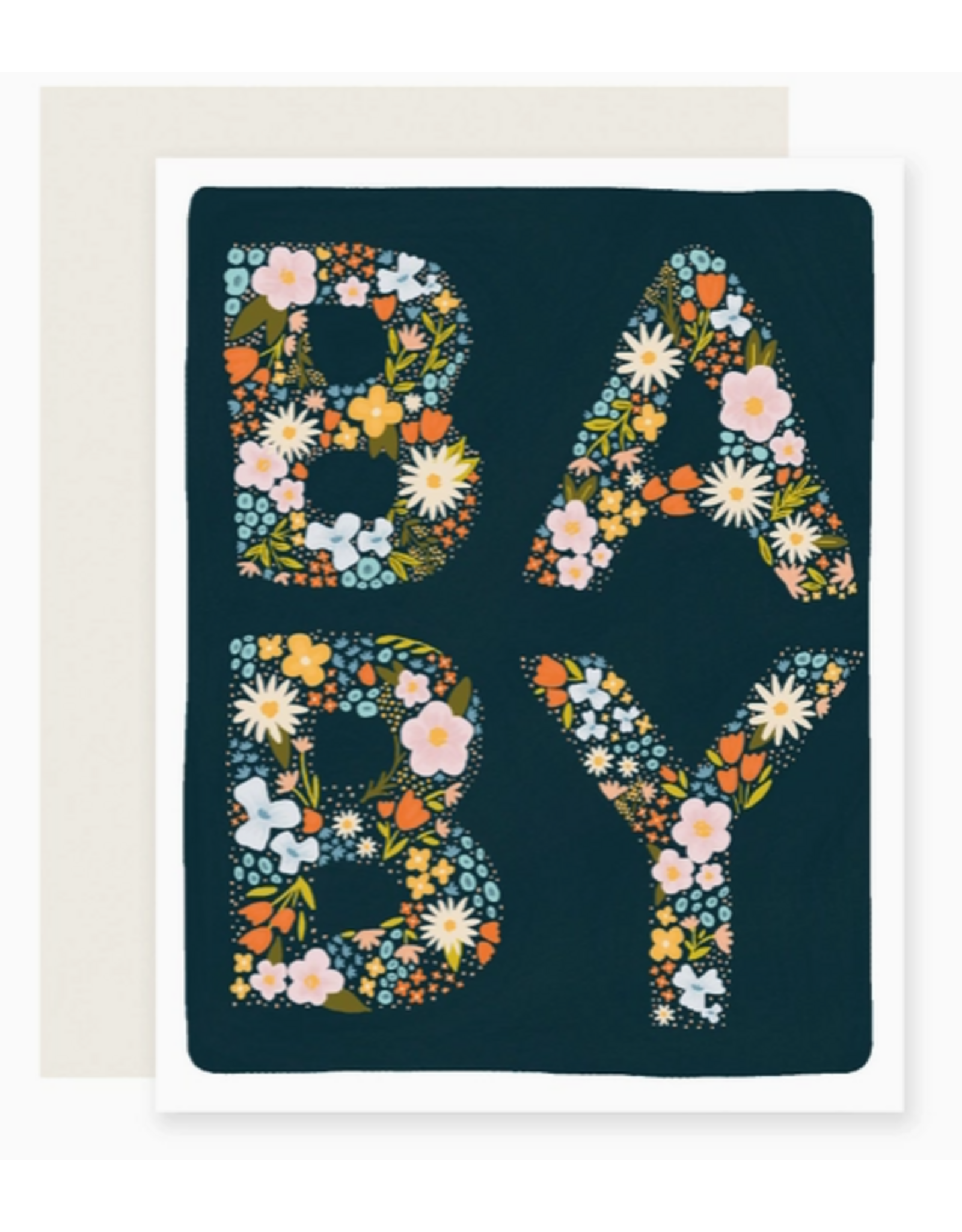 Slightly Stationery Floral Baby Letters Card