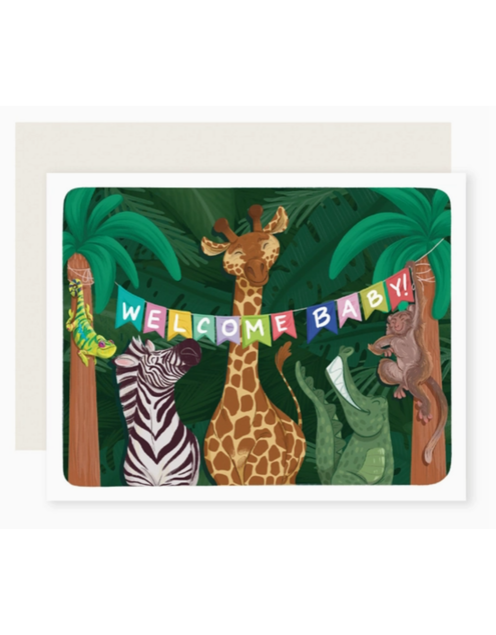 Slightly Stationery Jungle Welcome Baby Shower Card