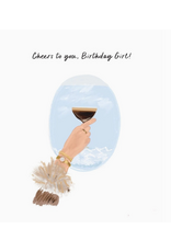 Rebecca Illustrated Airplane Cocktail Birthday Girl Card