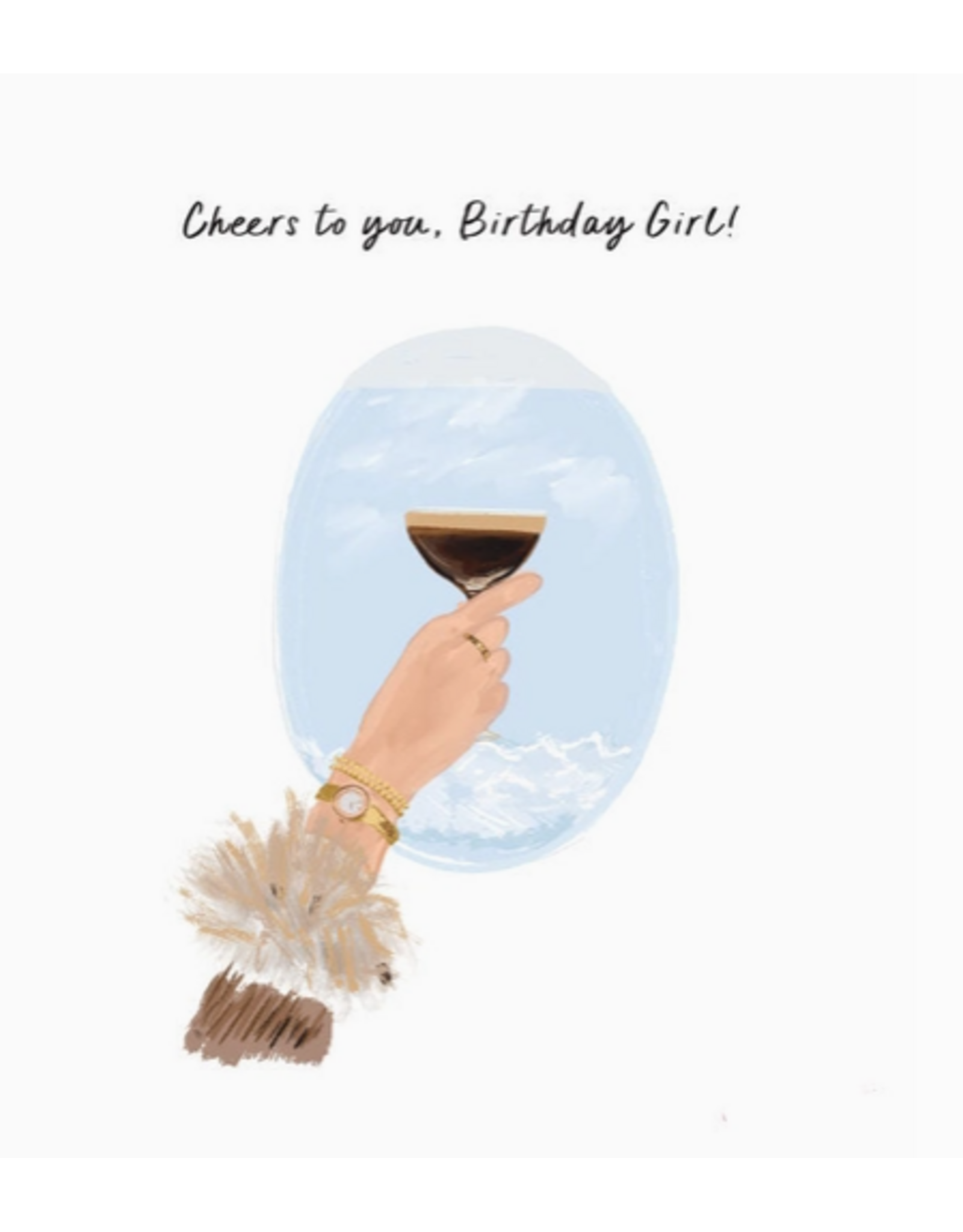 Rebecca Illustrated Airplane Cocktail Birthday Girl Card