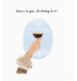 Rebecca Illustrated Airplane Cocktail Birthday Girl Card
