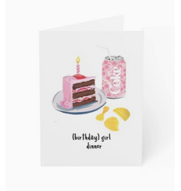 Rebecca Illustrated Girl Dinner Birthday Card