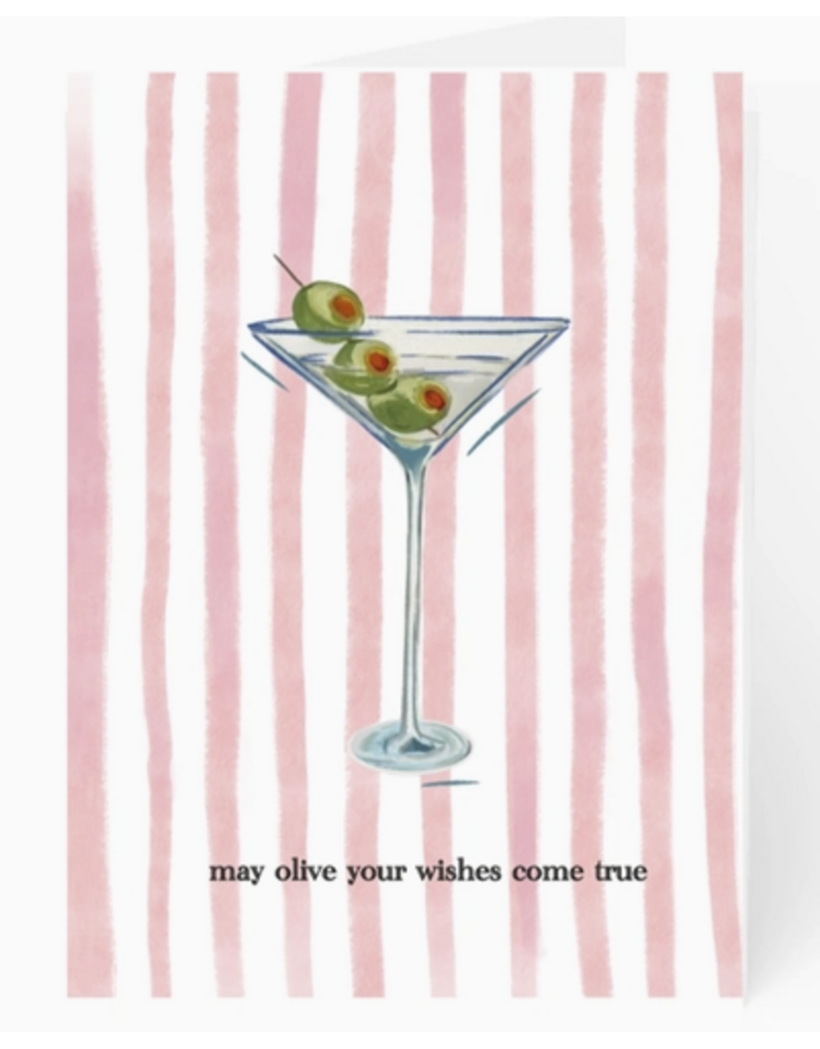 Rebecca Illustrated Olive Your Wishes Pink Stripes Card