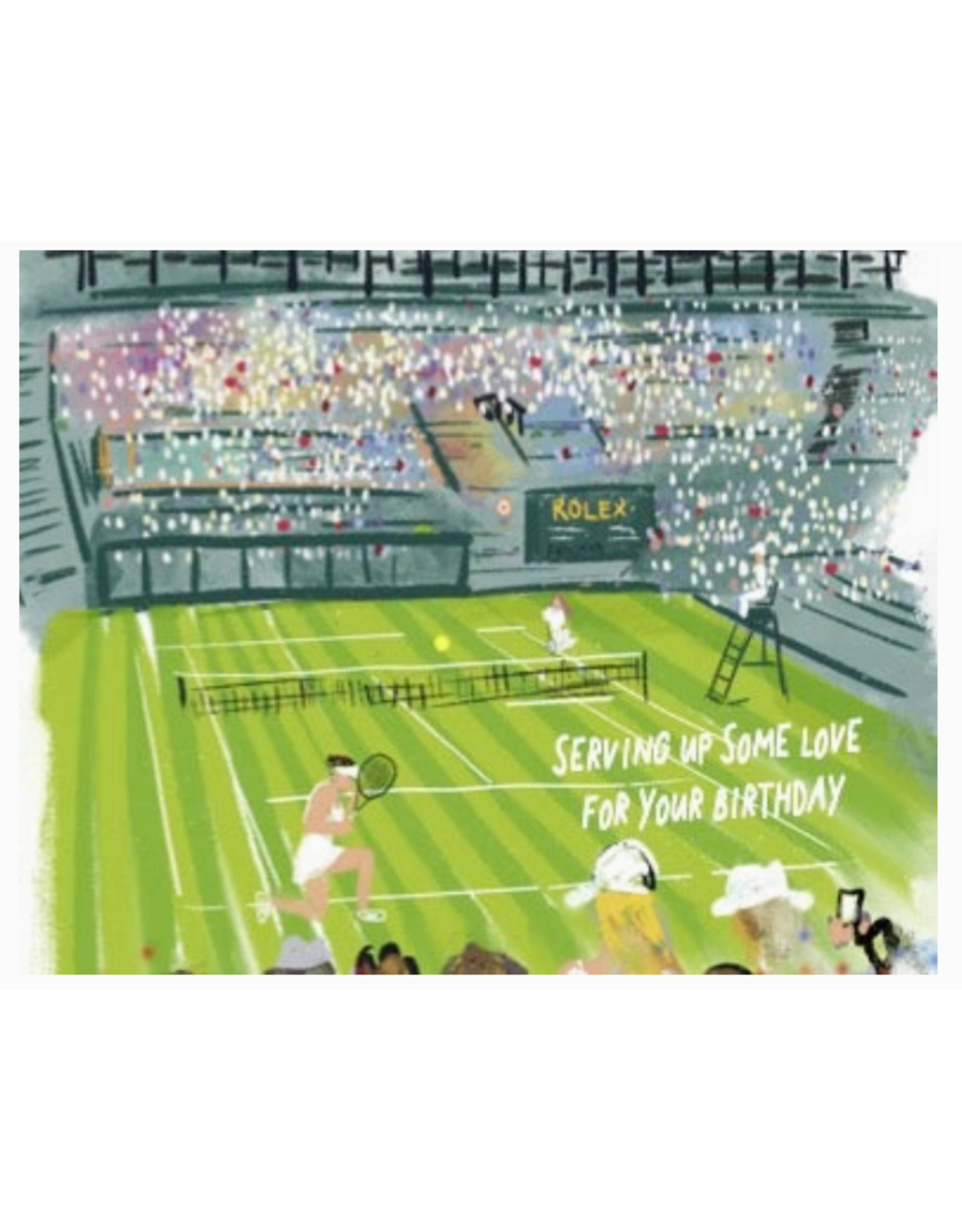 Rebecca Illustrated Serving Up Love Tennis Birthday Card
