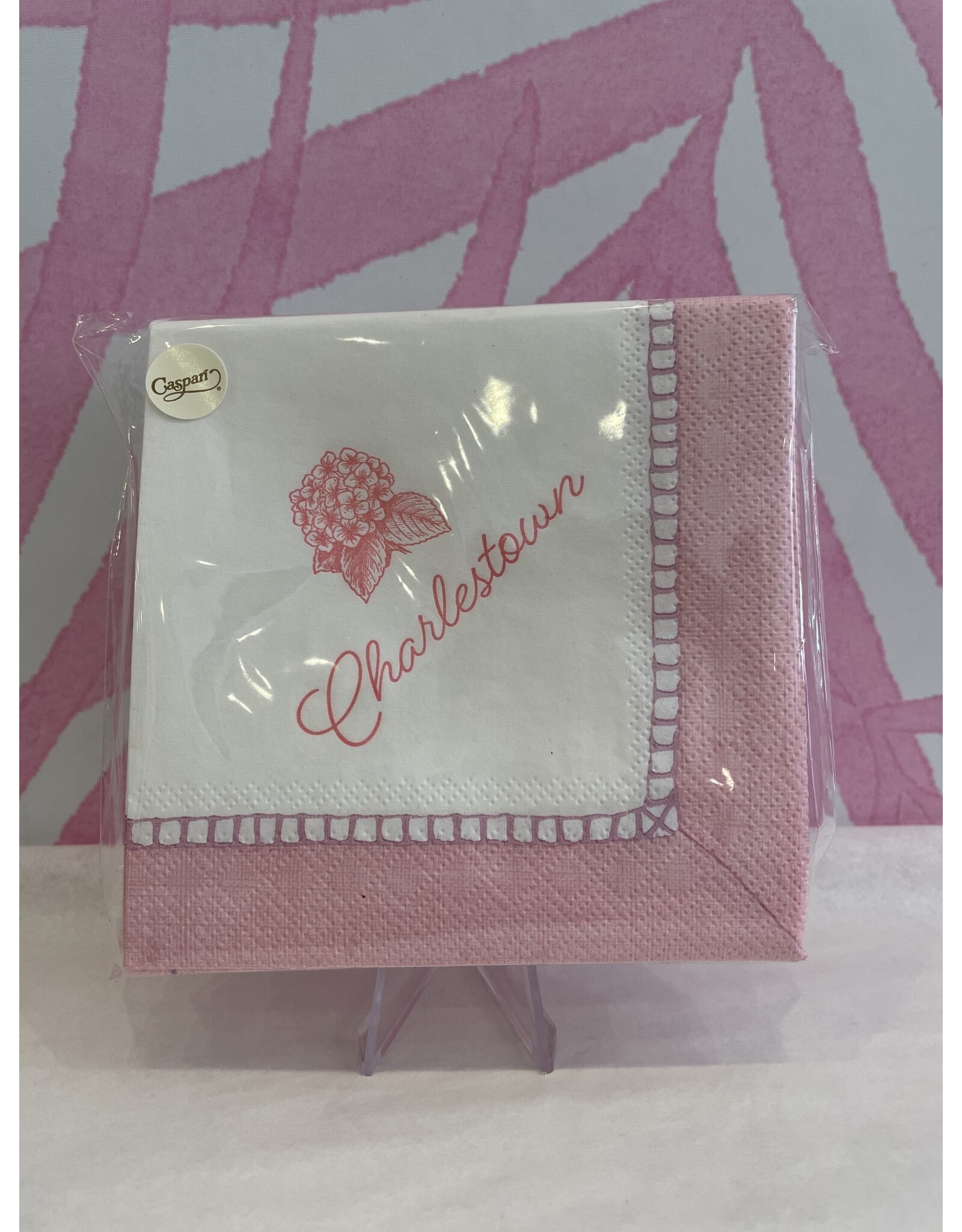 Caspari Charlestown with Pink Hydrangea Cocktail Napkins