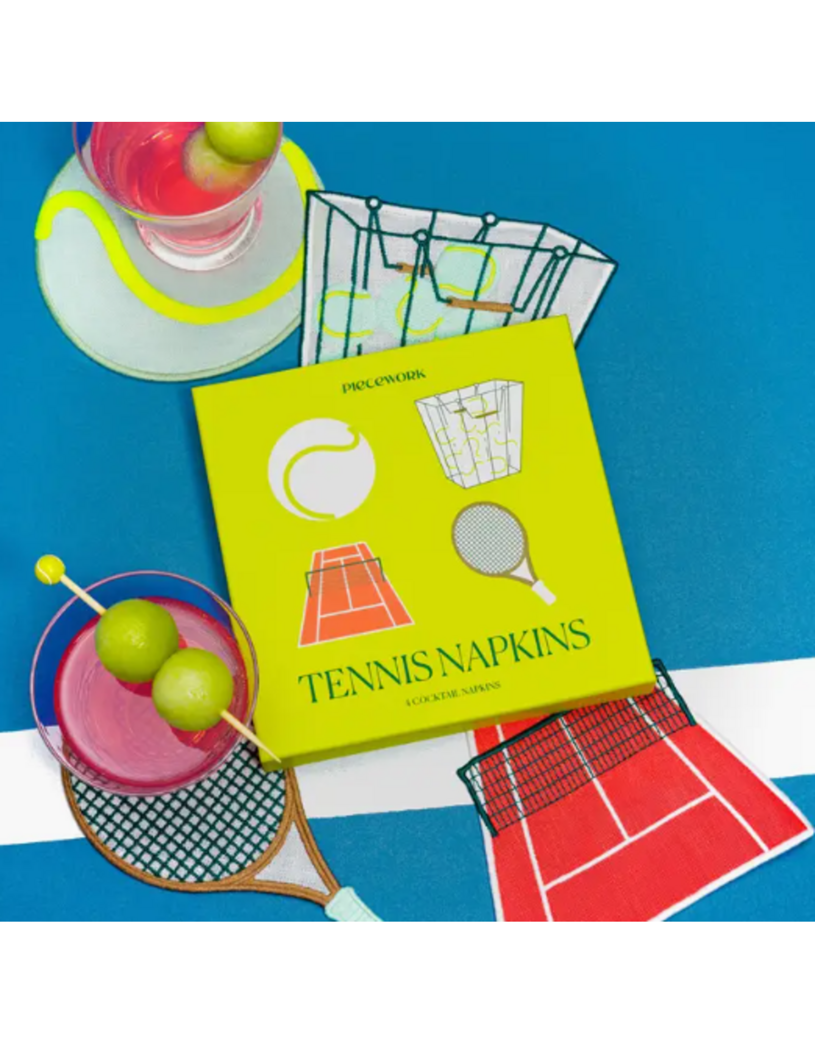 Piecework Puzzles Tennis Cocktail Napkins - Set of 4