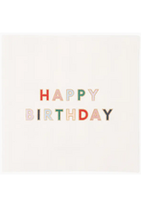 Bonjour Fete Happy Birthday Cocktail Napkins in Blanc White