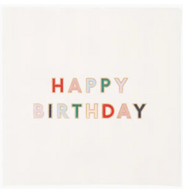 Bonjour Fete Happy Birthday Cocktail Napkins in Blanc White