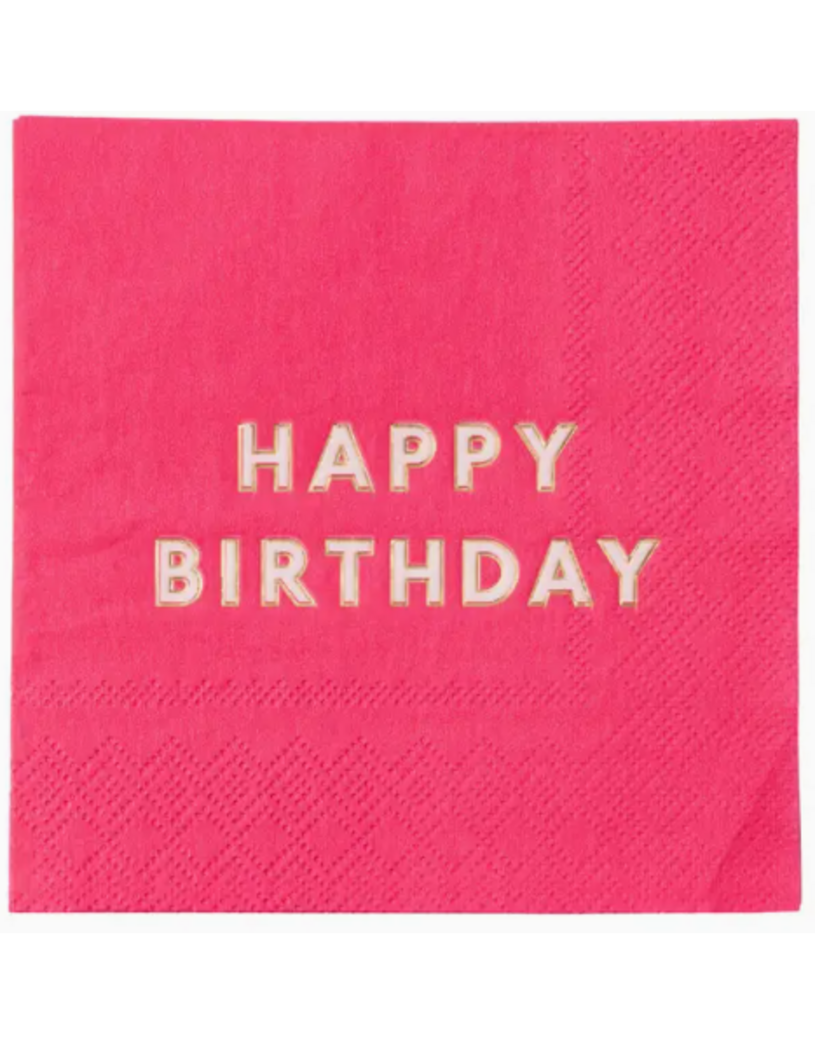 Bonjour Fete Happy Birthday Cocktail Napkins in Haute Pink