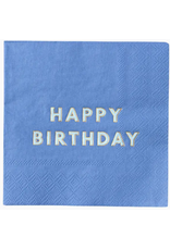 Bonjour Fete Happy Birthday Cocktail Napkins in Palisades Blue