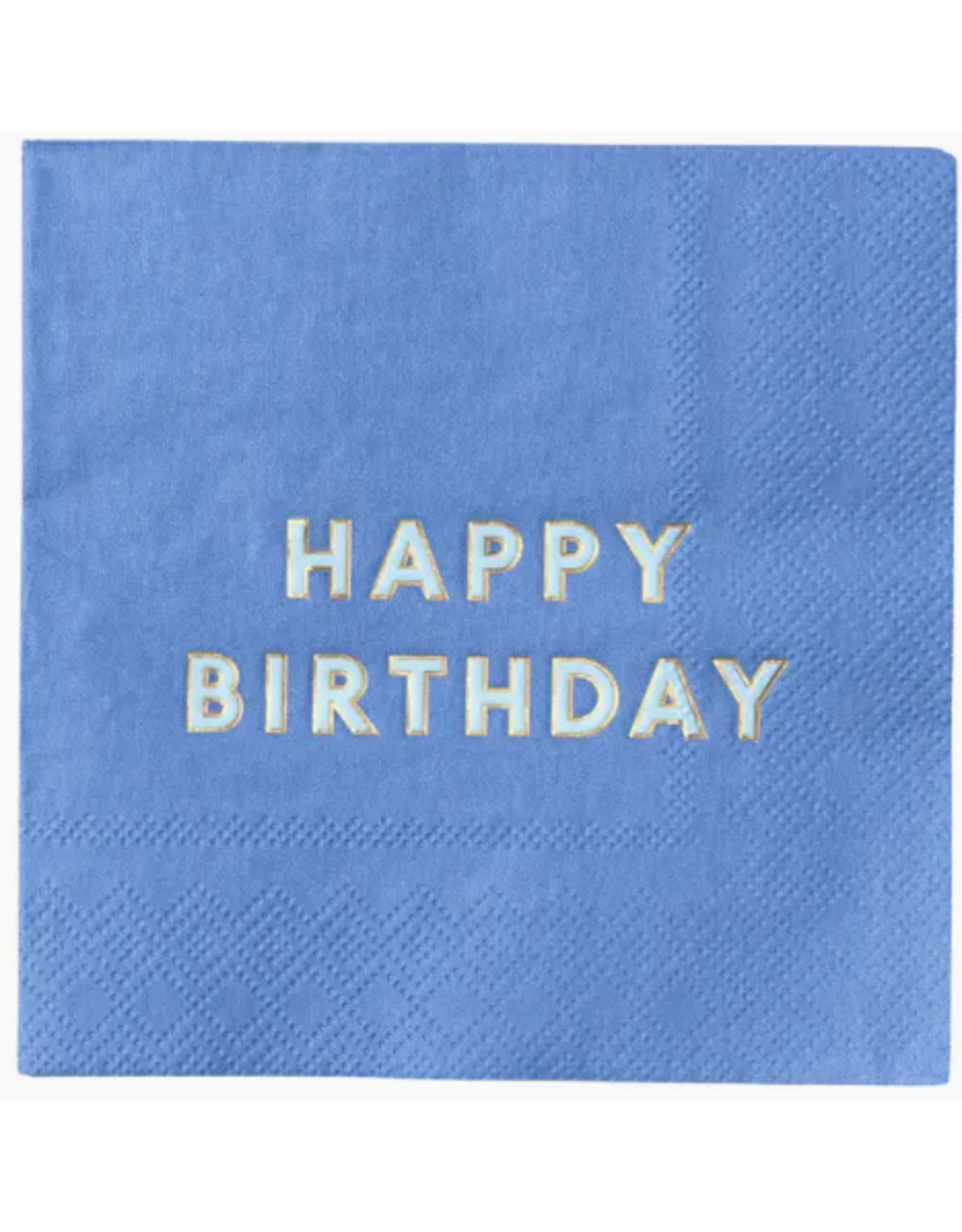 Bonjour Fete Happy Birthday Cocktail Napkins in Palisades Blue