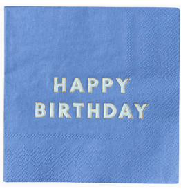 Bonjour Fete Happy Birthday Cocktail Napkins in Palisades Blue