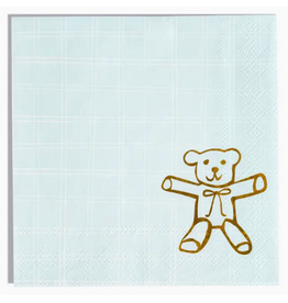 Emergency Confetti Blue Plaid & Teddy Cocktail Napkins