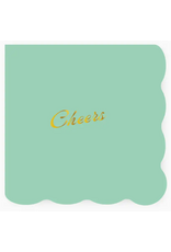 Emergency Confetti Cheers Scalloped Cocktail Napkin in Seafoam