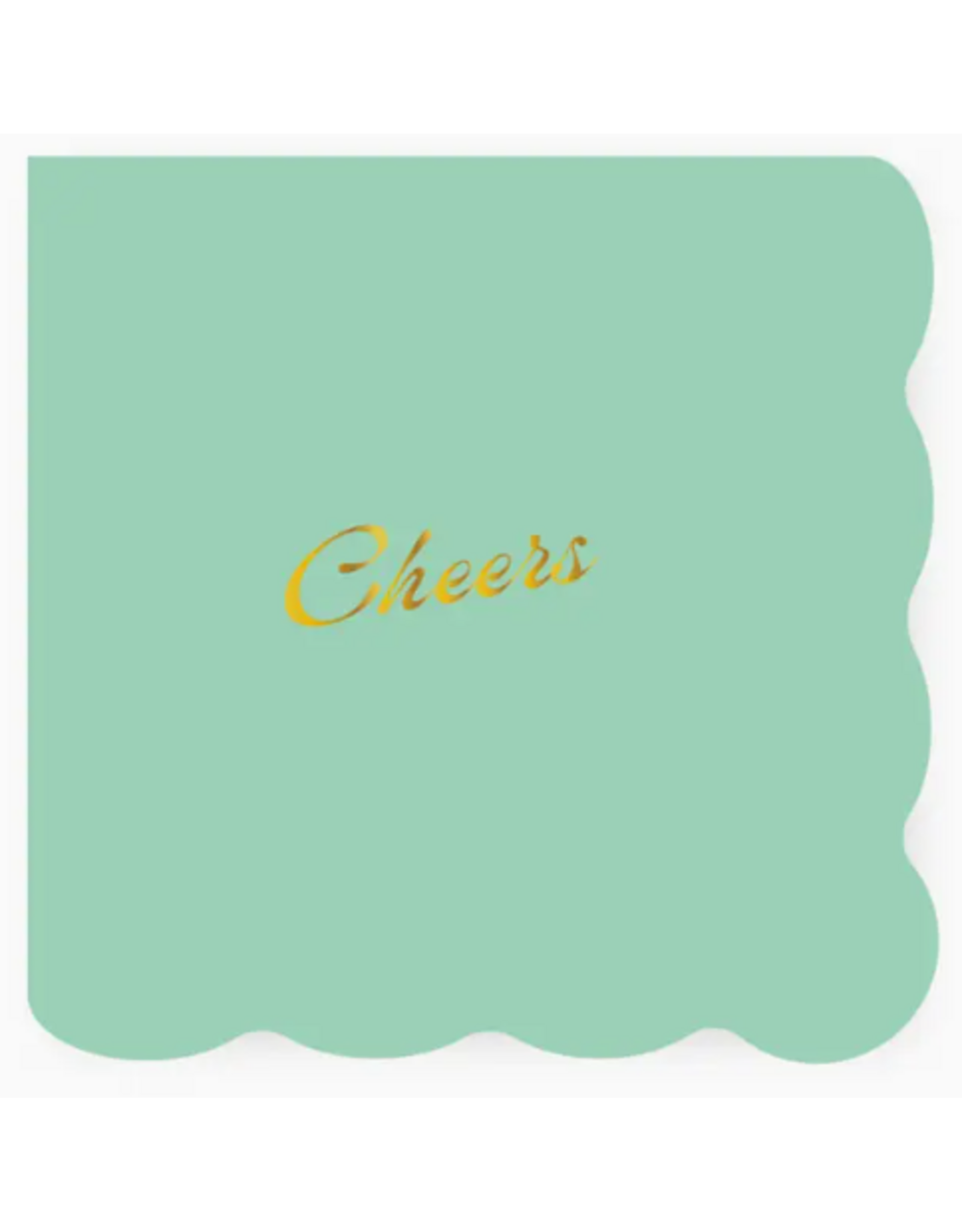 Emergency Confetti Cheers Scalloped Cocktail Napkin in Seafoam