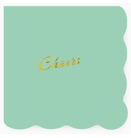 Emergency Confetti Cheers Scalloped Cocktail Napkin in Seafoam