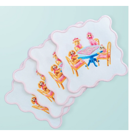 Tabletop Shop at Junebug Dogs Playing Mahjong Cloth Cocktail Napkins - Set of 4