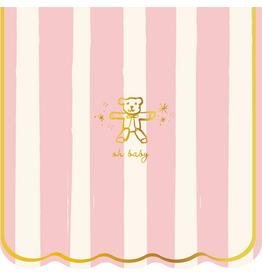 Emergency Confetti Oh Baby Cocktail Napkins in Pink Stripe