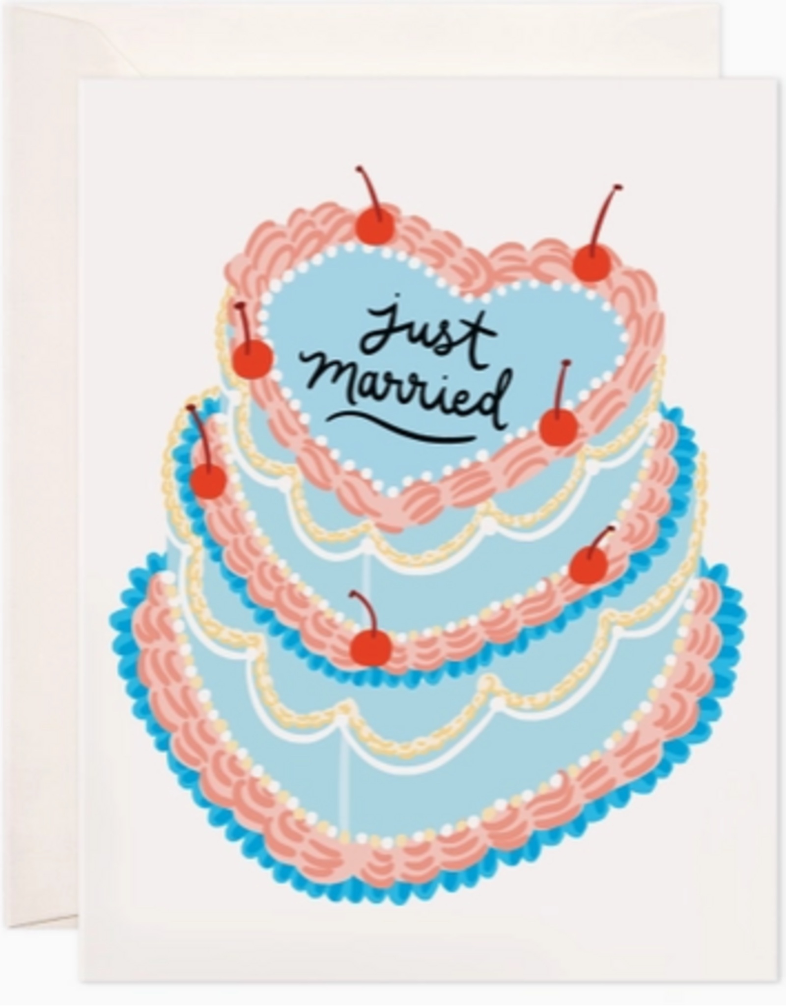 Bloomwolf Studio Just Married Blue Cake Card