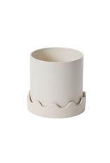 Decor Shop at Junebug Pissaro Pot with Saucer in Off White 7.5"x 7.25"