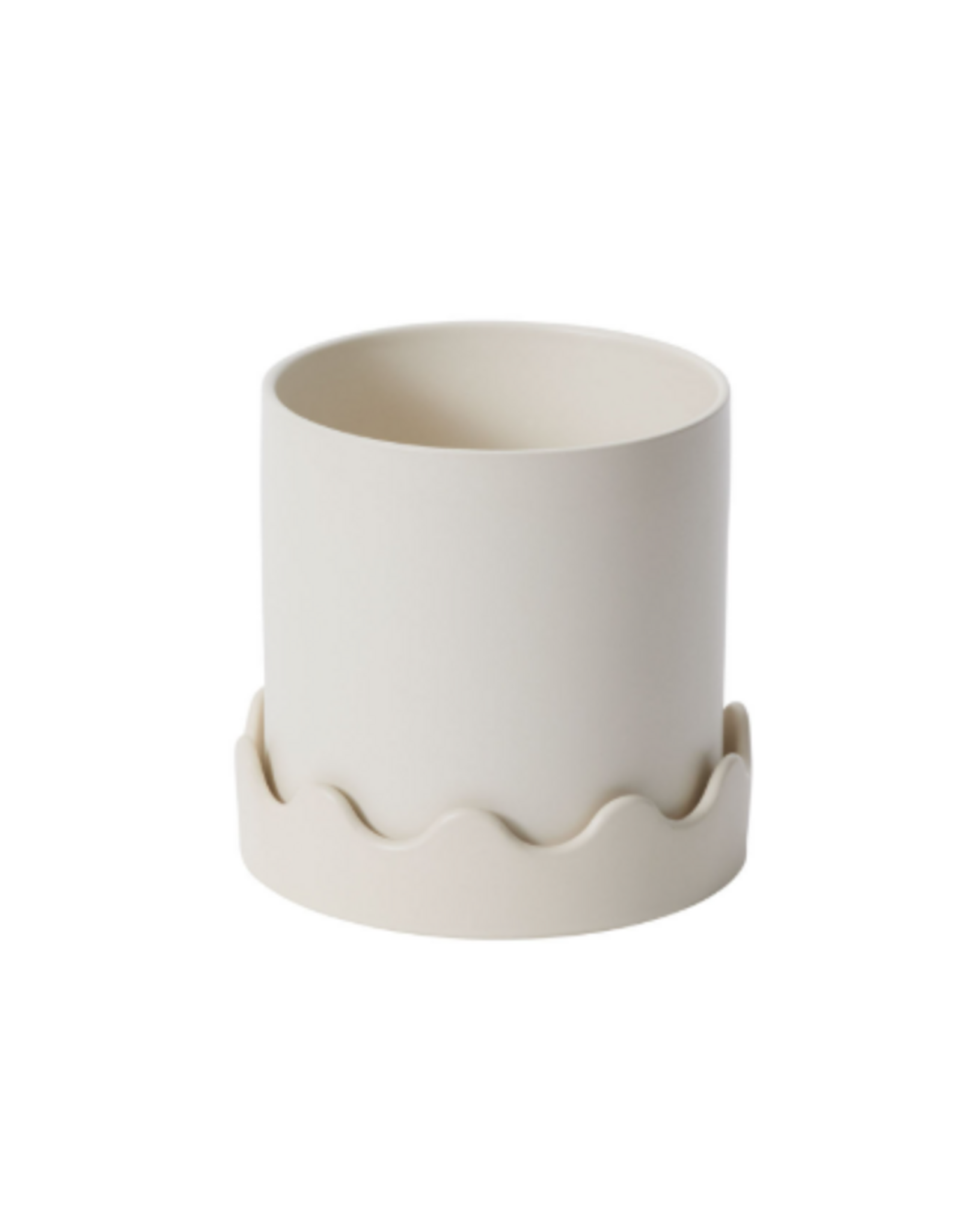 Decor Shop at Junebug Pissaro Pot with Saucer in Off White 7.5"x 7.25"