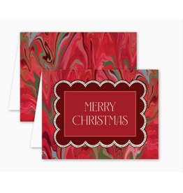 Dogwood Hill Grand Mod Red Marble Holiday Card