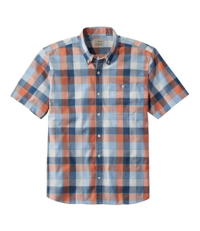 L.L.Bean Men's Comfort Stretch Chambray Shirt Short Sleeve Traditional Fit  Plaid Regular - Quest Outdoors