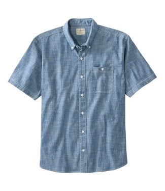 L.L.Bean Men's Comfort Stretch Chambray Shirt Short Sleeve Traditional Fit Regular
