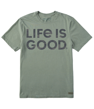 Life is Good Men's LIG Wordmark Stack Camo Crusher-LITE Tee