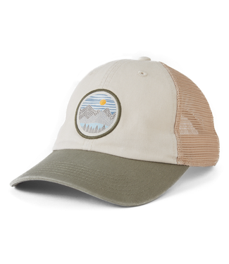 Life is Good Life Isn't Perfect Woodblock Mountains Soft Mesh Back Cap
