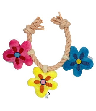 Life is Good Three Daisies Rope Dog Toy