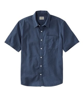 L.L.Bean Men's Organic Seersucker Shirt, Short-Sleeve, Slightly Fitted, Stripe
