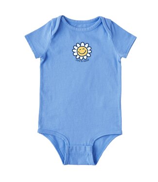 Life is Good Infant Happy Smile Daisy Short Sleeve Crusher Baby Bodysuit