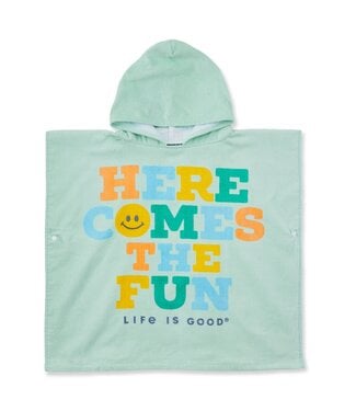 Life is Good Kids Wordsmith Here Comes the Fun Fun in the Sun Poncho