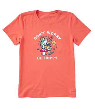 Life is Good Women's Don't Worry Frog Guitar Short Sleeve Crusher Tee