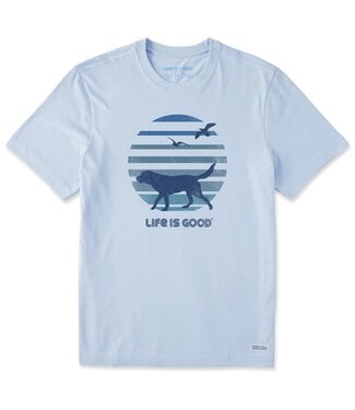 Life is Good Men's 70's Retro Dog Beach Walk Short Sleeve Crusher Tee