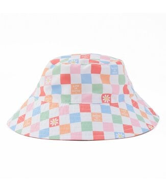 Life is Good Toddler Daisy Checkerboard Pattern Made in the Shade Bucket Hat