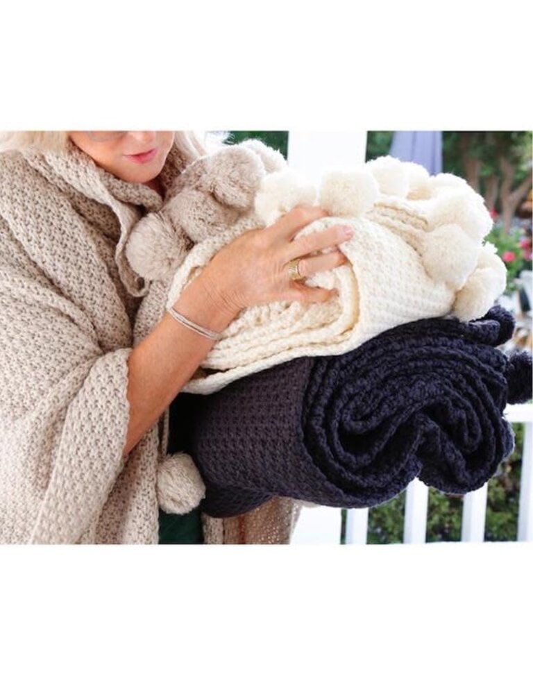 Pom Pom at Home Riley Oversized Throw - Navy