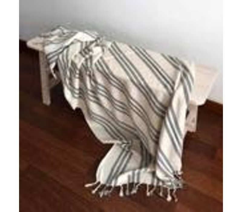 Allora Turkish Towel Throw Olive & Linen