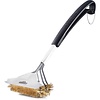 Triple-row grill brush with brass bristles
