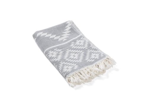 Olive & Linen Aztec Turkish Hand | Kitchen Towel - Gray