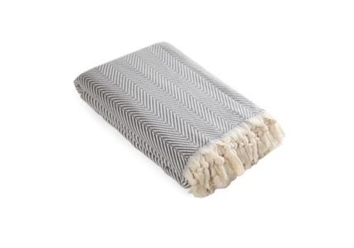 Olive & Linen (Olive & Linen) Mara Turkish Blanket- Gray