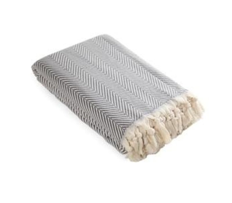 (Olive & Linen) Mara Turkish Blanket- Gray