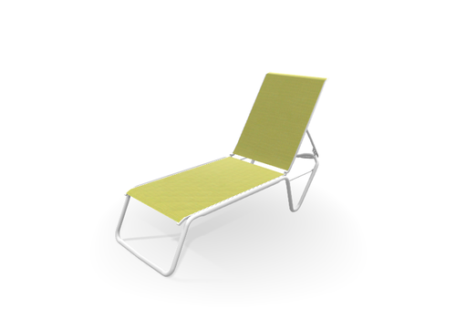 Telescope Casual Furniture Gardenella Sling Four-Position Lay-flat Stacking Armless Chaise Lime & White