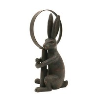 7-1/2"H Pewter Magnifying Glass w/ Resin Rabbit Stand