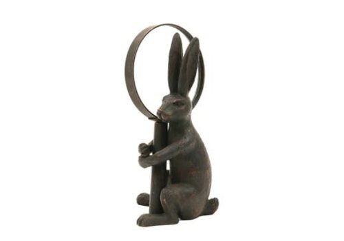 Creative Co-Op 7-1/2"H Pewter Magnifying Glass w/ Resin Rabbit Stand