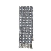 60"L x 50"W Cotton Slub Polka Dot Throw, Charcoal