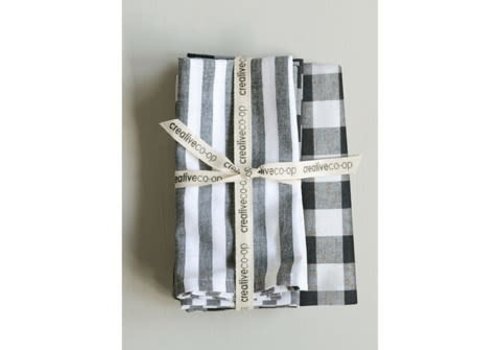 Creative Co-Op 18" Square Cotton Napkins, 2 Styles, Set of 4