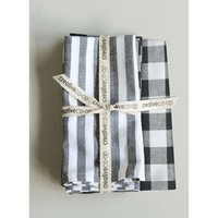 18" Square Cotton Napkins, 2 Styles, Set of 4